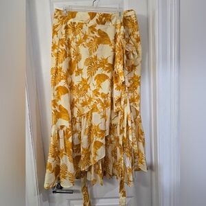 Banana Republic Yellow and Cream Floral Skirt